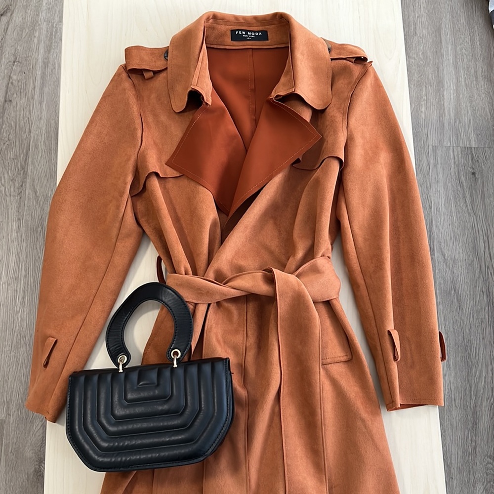 Few Moda Faux Suede Trench Coat. Size S